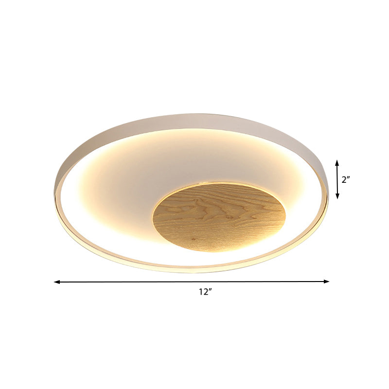 Disk Thin Hotel Ceiling Flush Mount Acrylic Nordic 12/16/19.5 Inch Wide LED Flush Light Fixture in Black/White and Wood Clearhalo 'Ceiling Lights' 'Close To Ceiling Lights' 'Close to ceiling' 'Flush mount' Lighting' 370573