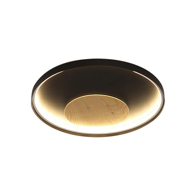 Disk Thin Hotel Ceiling Flush Mount Acrylic Nordic 12/16/19.5 Inch Wide LED Flush Light Fixture in Black/White and Wood Clearhalo 'Ceiling Lights' 'Close To Ceiling Lights' 'Close to ceiling' 'Flush mount' Lighting' 370582