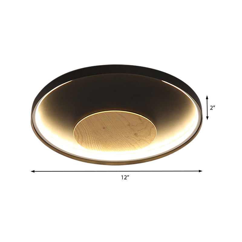 Disk Thin Hotel Ceiling Flush Mount Acrylic Nordic 12/16/19.5 Inch Wide LED Flush Light Fixture in Black/White and Wood Clearhalo 'Ceiling Lights' 'Close To Ceiling Lights' 'Close to ceiling' 'Flush mount' Lighting' 370583