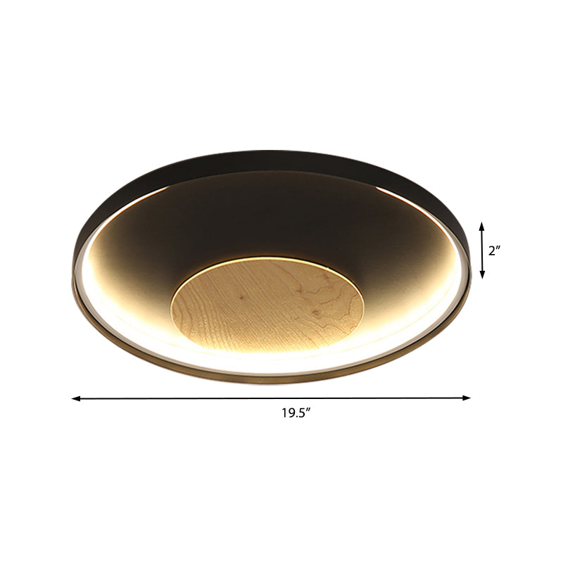 Disk Thin Hotel Ceiling Flush Mount Acrylic Nordic 12/16/19.5 Inch Wide LED Flush Light Fixture in Black/White and Wood Clearhalo 'Ceiling Lights' 'Close To Ceiling Lights' 'Close to ceiling' 'Flush mount' Lighting' 370589