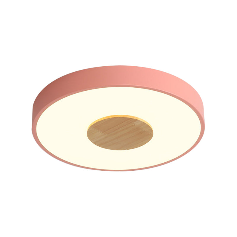 Round Flush Mount Ceiling Light Nordic Iron 1 Head Pink/Blue/White Lighting Fixture for Bedroom, 12"/16"/19.5" Width Clearhalo 'Ceiling Lights' 'Close To Ceiling Lights' 'Close to ceiling' 'Flush mount' Lighting' 370622