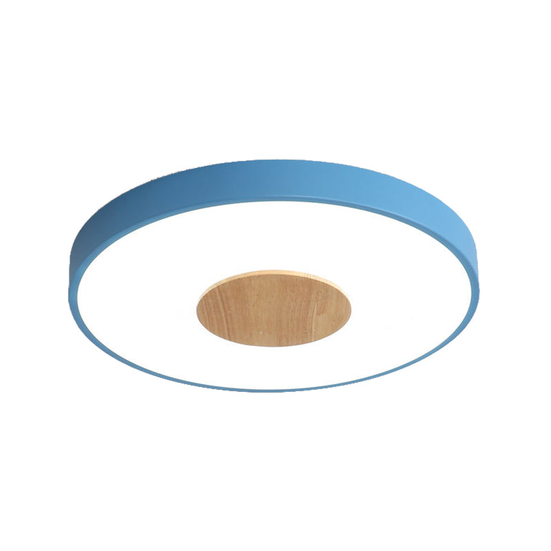 Round Flush Mount Ceiling Light Nordic Iron 1 Head Pink/Blue/White Lighting Fixture for Bedroom, 12"/16"/19.5" Width Clearhalo 'Ceiling Lights' 'Close To Ceiling Lights' 'Close to ceiling' 'Flush mount' Lighting' 370632