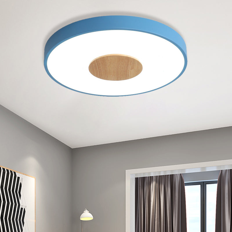 Round Flush Mount Ceiling Light Nordic Iron 1 Head Pink/Blue/White Lighting Fixture for Bedroom, 12"/16"/19.5" Width Clearhalo 'Ceiling Lights' 'Close To Ceiling Lights' 'Close to ceiling' 'Flush mount' Lighting' 370637