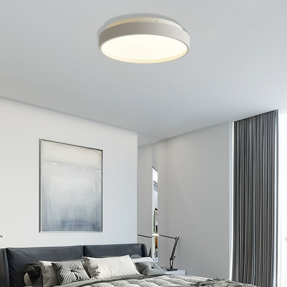 12"/18" Round Flush Light Modern Acrylic 1 Light Flush Mount Ceiling Light in Coffee Bronze/Gold/White for Indoor White 12" Clearhalo 'Ceiling Lights' 'Close To Ceiling Lights' 'Close to ceiling' 'Flush mount' Lighting' 370650