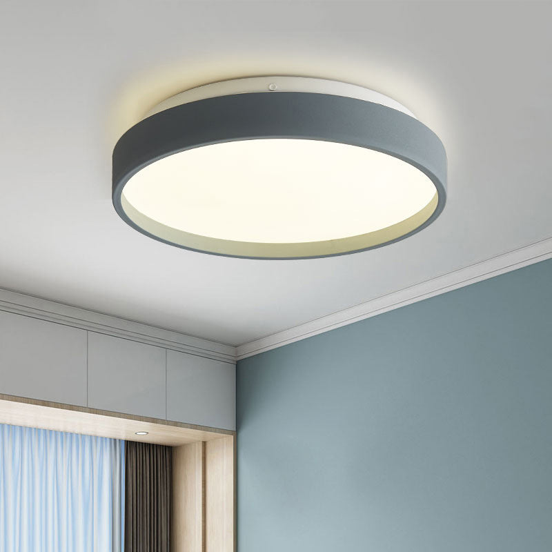 12"/18" Round Flush Light Modern Acrylic 1 Light Flush Mount Ceiling Light in Coffee Bronze/Gold/White for Indoor Grey 12" Clearhalo 'Ceiling Lights' 'Close To Ceiling Lights' 'Close to ceiling' 'Flush mount' Lighting' 370657