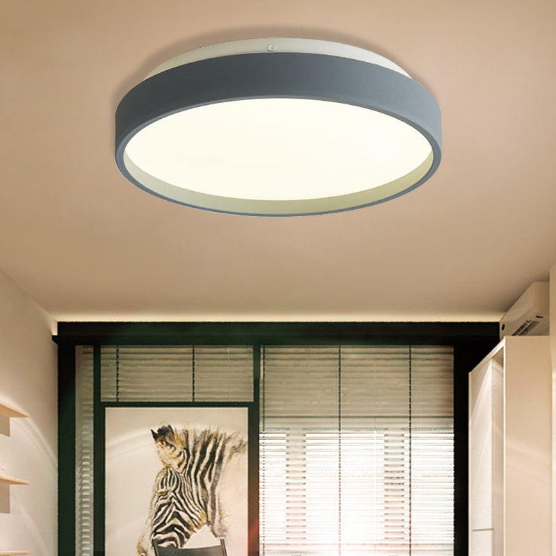 12"/18" Round Flush Light Modern Acrylic 1 Light Flush Mount Ceiling Light in Coffee Bronze/Gold/White for Indoor Grey 18" Clearhalo 'Ceiling Lights' 'Close To Ceiling Lights' 'Close to ceiling' 'Flush mount' Lighting' 370661