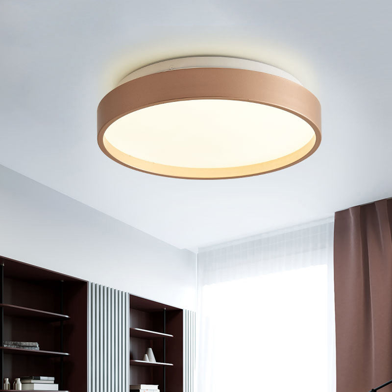 12"/18" Round Flush Light Modern Acrylic 1 Light Flush Mount Ceiling Light in Coffee Bronze/Gold/White for Indoor Gold 12" Clearhalo 'Ceiling Lights' 'Close To Ceiling Lights' 'Close to ceiling' 'Flush mount' Lighting' 370664