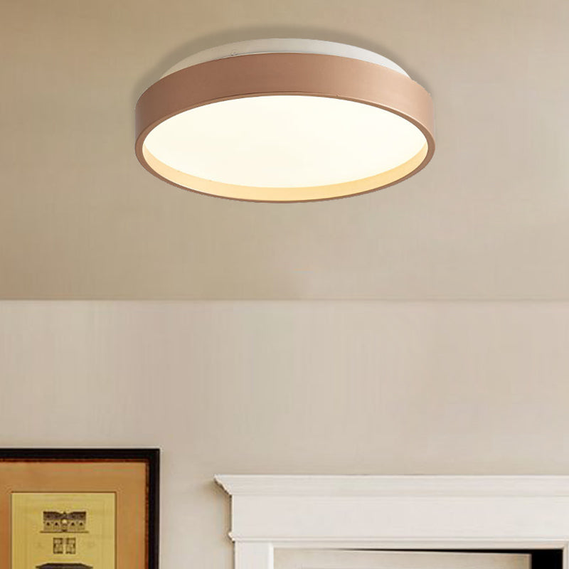 12"/18" Round Flush Light Modern Acrylic 1 Light Flush Mount Ceiling Light in Coffee Bronze/Gold/White for Indoor Gold 18" Clearhalo 'Ceiling Lights' 'Close To Ceiling Lights' 'Close to ceiling' 'Flush mount' Lighting' 370668