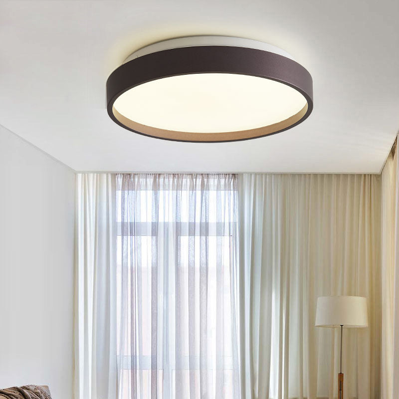 12"/18" Round Flush Light Modern Acrylic 1 Light Flush Mount Ceiling Light in Coffee Bronze/Gold/White for Indoor Coffee 12" Clearhalo 'Ceiling Lights' 'Close To Ceiling Lights' 'Close to ceiling' 'Flush mount' Lighting' 370671