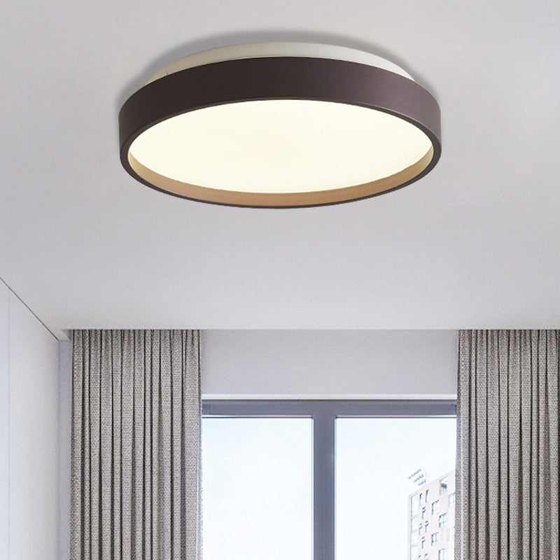 12"/18" Round Flush Light Modern Acrylic 1 Light Flush Mount Ceiling Light in Coffee Bronze/Gold/White for Indoor Coffee 18" Clearhalo 'Ceiling Lights' 'Close To Ceiling Lights' 'Close to ceiling' 'Flush mount' Lighting' 370675