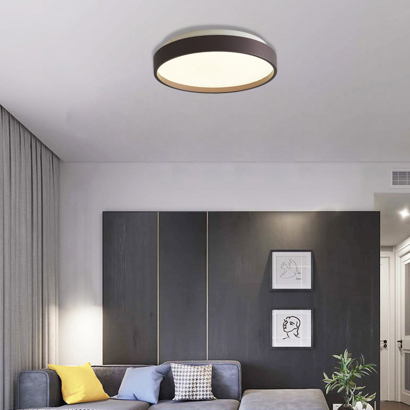 12"/18" Round Flush Light Modern Acrylic 1 Light Flush Mount Ceiling Light in Coffee Bronze/Gold/White for Indoor Clearhalo 'Ceiling Lights' 'Close To Ceiling Lights' 'Close to ceiling' 'Flush mount' Lighting' 370676