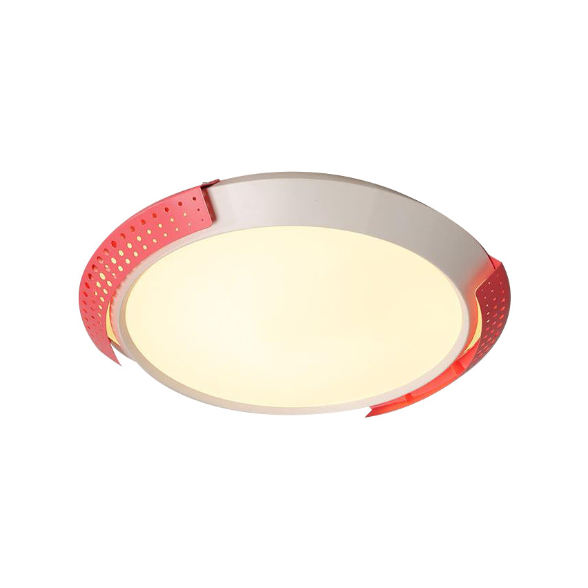 Pink/Gold Hollow Metal Ceiling Fixture Modern 16"/19.5" Round Flush Mount Ceiling Light for Bedroom Clearhalo 'Ceiling Lights' 'Close To Ceiling Lights' 'Close to ceiling' 'Flush mount' Lighting' 370680