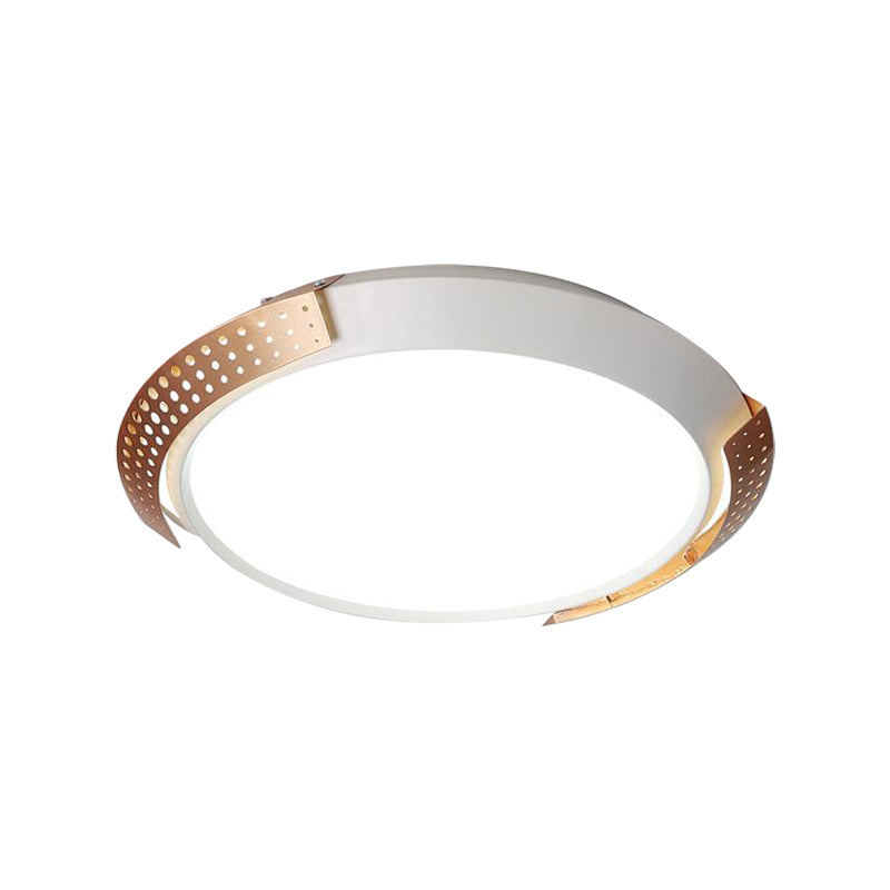 Pink/Gold Hollow Metal Ceiling Fixture Modern 16"/19.5" Round Flush Mount Ceiling Light for Bedroom Clearhalo 'Ceiling Lights' 'Close To Ceiling Lights' 'Close to ceiling' 'Flush mount' Lighting' 370687