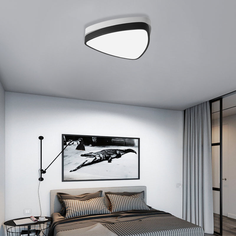 15"/19"23" Triangle Bedroom Ceiling Lights, Modern Iron and Acrylic Ceiling Fixture in White and Black, Warm/White Clearhalo 'Ceiling Lights' 'Close To Ceiling Lights' 'Close to ceiling' 'Flush mount' Lighting' 370737