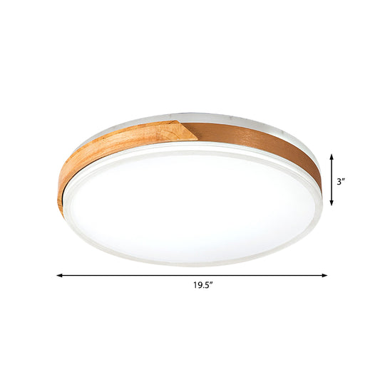 Warm/White Ceiling Light Flush Mount Modern Wood and Iron Flush Mount Light Fixture in White/Gold for Indoor Clearhalo 'Ceiling Lights' 'Close To Ceiling Lights' 'Close to ceiling' 'Flush mount' Lighting' 370829