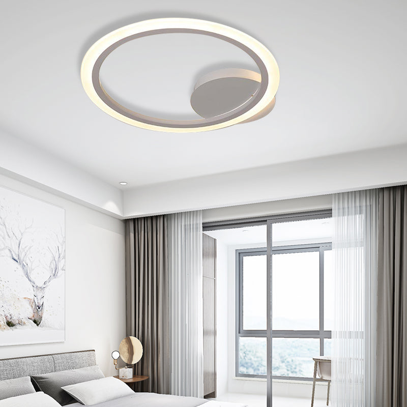 1/2/3 Light Ring Bedroom Ceiling Light Fixture Modern Acrylic Unique Lighting Fixture in White, Warm/White Clearhalo 'Ceiling Lights' 'Close To Ceiling Lights' 'Close to ceiling' 'Flush mount' Lighting' 370924