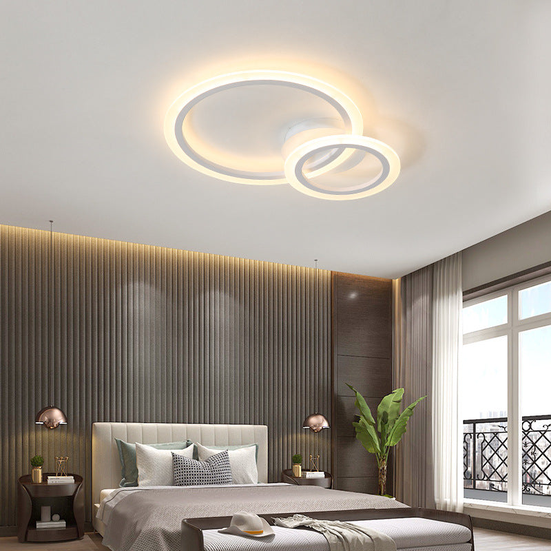 1/2/3 Light Ring Bedroom Ceiling Light Fixture Modern Acrylic Unique Lighting Fixture in White, Warm/White 2 White Clearhalo 'Ceiling Lights' 'Close To Ceiling Lights' 'Close to ceiling' 'Flush mount' Lighting' 370927