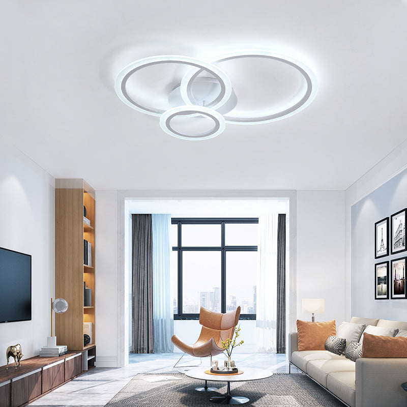 1/2/3 Light Ring Bedroom Ceiling Light Fixture Modern Acrylic Unique Lighting Fixture in White, Warm/White Clearhalo 'Ceiling Lights' 'Close To Ceiling Lights' 'Close to ceiling' 'Flush mount' Lighting' 370932