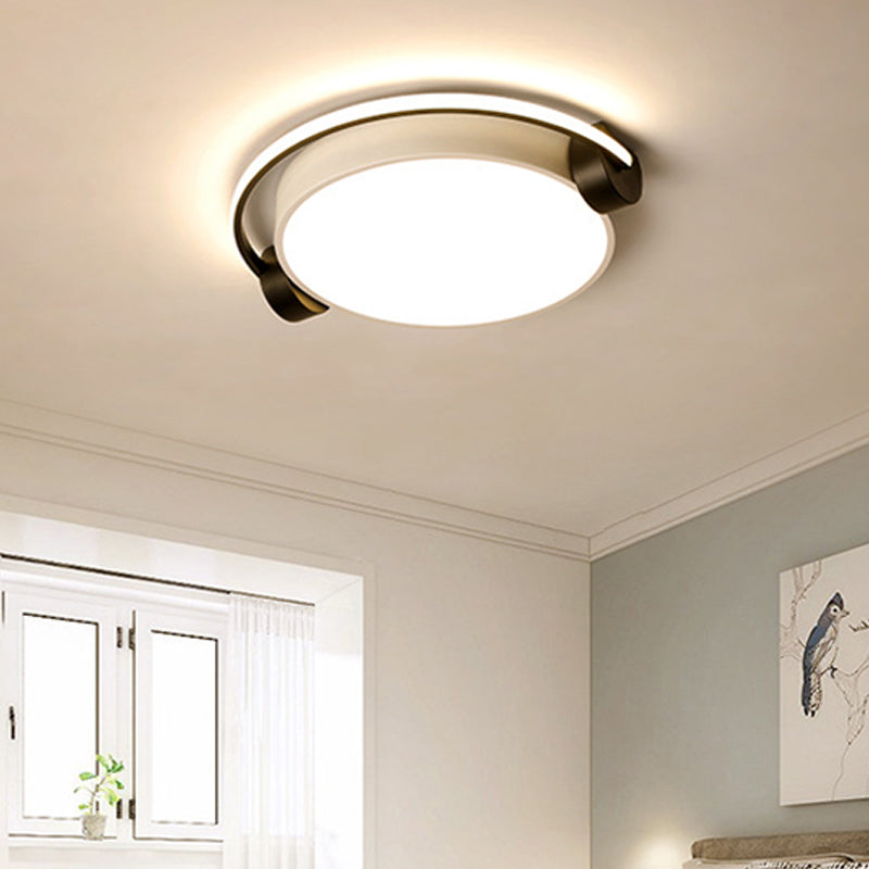 Unique White Headset Flush Mount Light Modern 16.5"/19.5"/23.5" Round Ceiling Light, Warm/White/Stepless Adjusted Clearhalo 'Ceiling Lights' 'Close To Ceiling Lights' 'Close to ceiling' 'Flush mount' Lighting' 370966