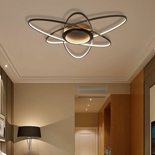 25.5"/31.5"/39" Creative Ceiling Lights Modern Acrylic and Metal Ceiling Light Fixture with Warm/White Lighting Black Warm Clearhalo 'Ceiling Lights' 'Close To Ceiling Lights' 'Close to ceiling' 'Flush mount' Lighting' 370983