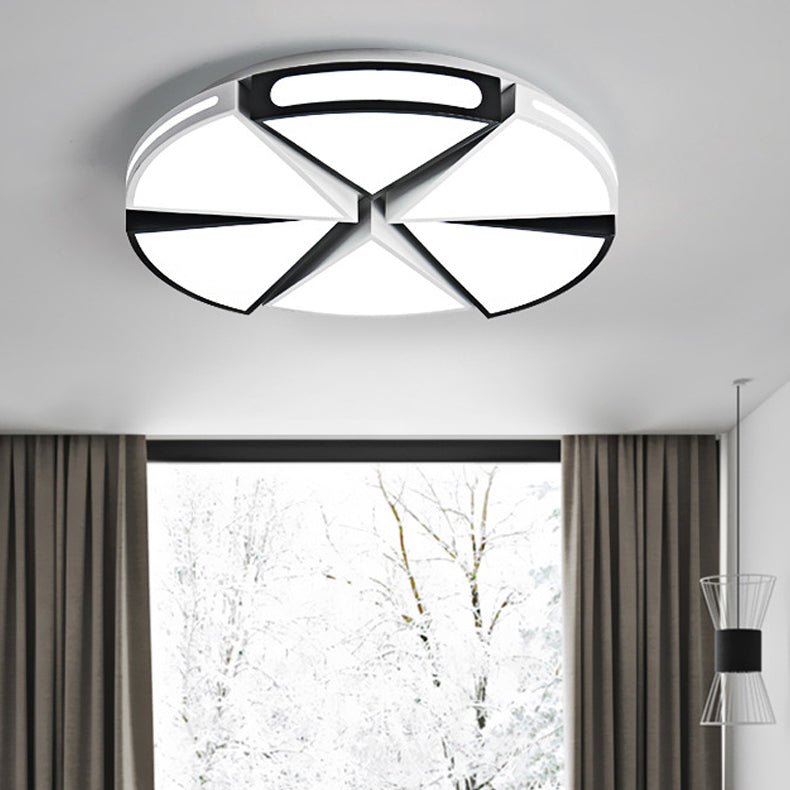 White/White and Black Round Ceiling Light for Kitchen, Metal 16"/19.5" Ceiling Lights Flush Mount White-Black 19.5" Clearhalo 'Ceiling Lights' 'Close To Ceiling Lights' 'Close to ceiling' 'Flush mount' Lighting' 371000