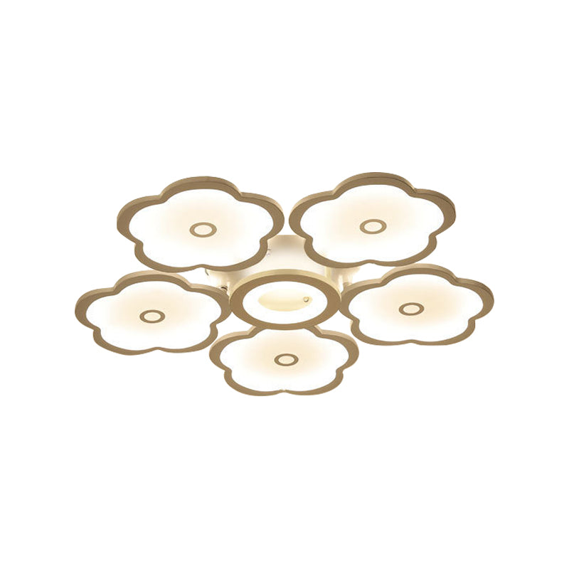 3/6/9 Heads Unique Flower Ceiling Fixture Modern Iron Acrylic White Ceiling Lights for Indoor Clearhalo 'Ceiling Lights' 'Close To Ceiling Lights' 'Close to ceiling' 'Semi-flushmount' Lighting' 371016