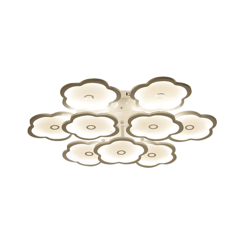 3/6/9 Heads Unique Flower Ceiling Fixture Modern Iron Acrylic White Ceiling Lights for Indoor Clearhalo 'Ceiling Lights' 'Close To Ceiling Lights' 'Close to ceiling' 'Semi-flushmount' Lighting' 371020