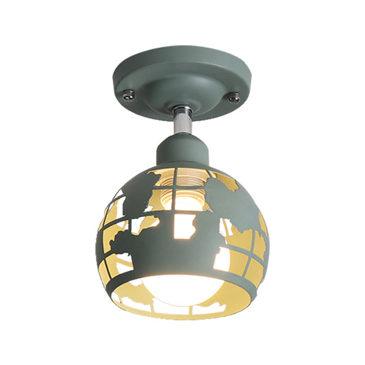 Pink/Yellow/Blue Domed Semi-Flush Light Modern Metal 1 Head Lighting Fixture for Hallway Clearhalo 'Ceiling Lights' 'Close To Ceiling Lights' 'Close to ceiling' 'Semi-flushmount' Lighting' 371059