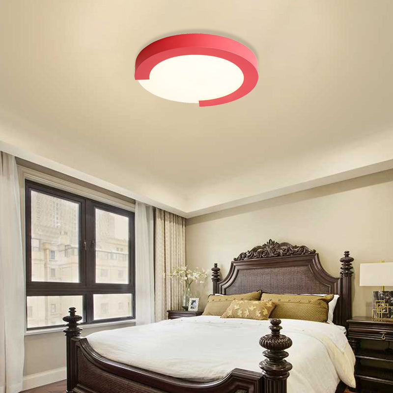 16"/20" Round Flush Mount Ceiling Lights Macaron Acrylic Metal Arc Flush Mount in Black/White/Pink Pink 16" Clearhalo 'Ceiling Lights' 'Close To Ceiling Lights' 'Close to ceiling' 'Flush mount' Lighting' 373016