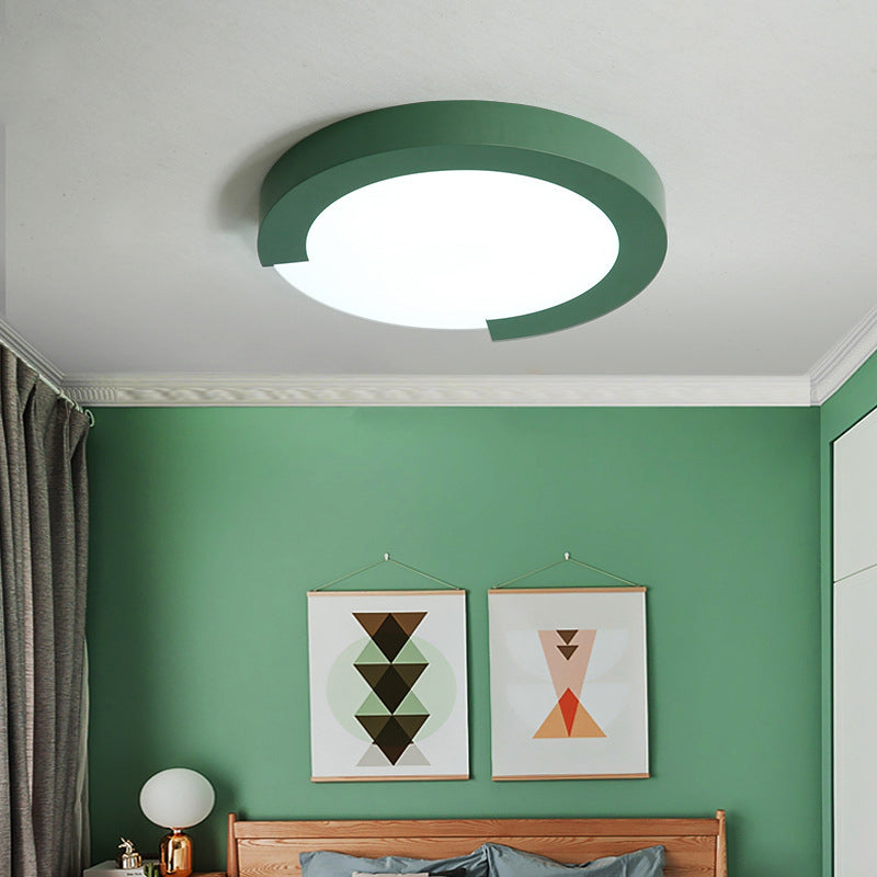 16"/20" Round Flush Mount Ceiling Lights Macaron Acrylic Metal Arc Flush Mount in Black/White/Pink Green 16" Clearhalo 'Ceiling Lights' 'Close To Ceiling Lights' 'Close to ceiling' 'Flush mount' Lighting' 373023