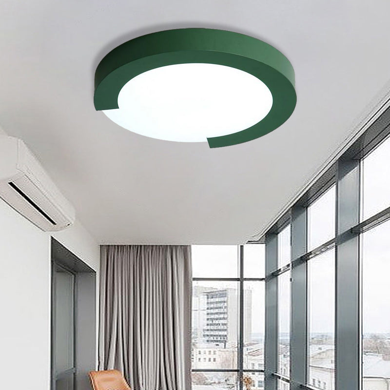 16"/20" Round Flush Mount Ceiling Lights Macaron Acrylic Metal Arc Flush Mount in Black/White/Pink Green 20" Clearhalo 'Ceiling Lights' 'Close To Ceiling Lights' 'Close to ceiling' 'Flush mount' Lighting' 373027