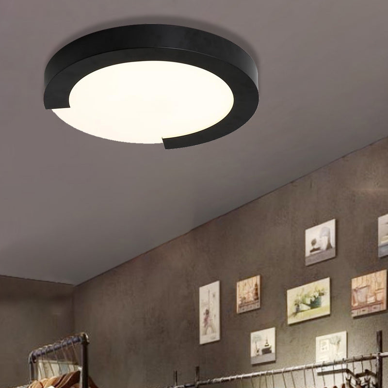 16"/20" Round Flush Mount Ceiling Lights Macaron Acrylic Metal Arc Flush Mount in Black/White/Pink Black 20" Clearhalo 'Ceiling Lights' 'Close To Ceiling Lights' 'Close to ceiling' 'Flush mount' Lighting' 373034