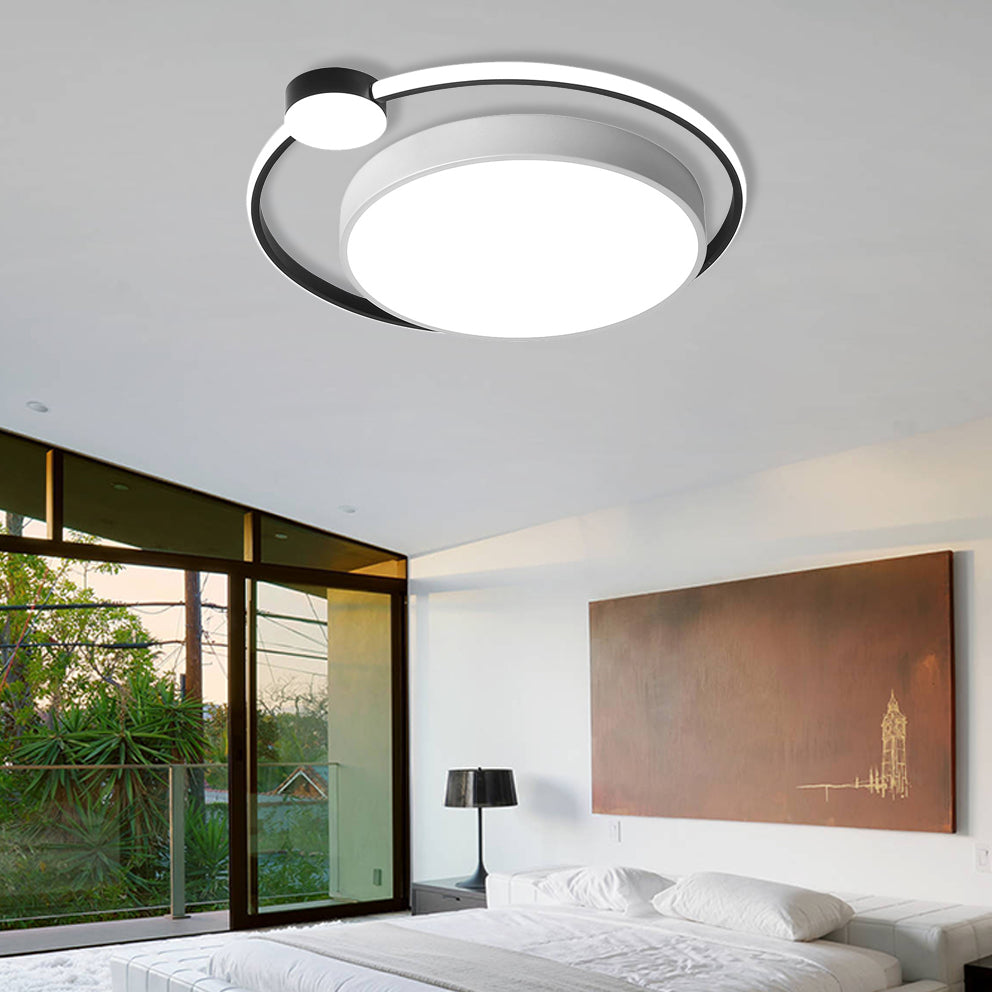 16"/19.5" Ring Flushmount Ceiling Fixture Modern Acrylic 1 Light Flushmount Lighting in White/White with Black White 19.5" Clearhalo 'Ceiling Lights' 'Close To Ceiling Lights' 'Close to ceiling' 'Flush mount' Lighting' 373077