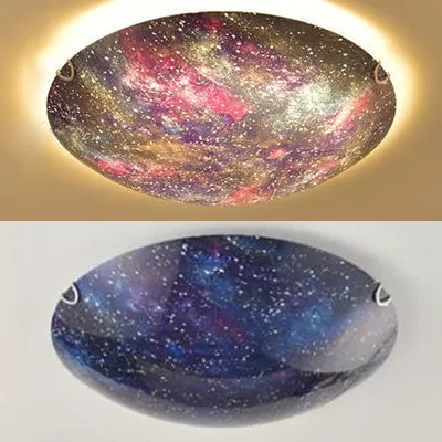 Glass Universe LED Flush Mount Light Romantic Multi-color Ceiling Lamp for Kid Bedroom Clearhalo 'Ceiling Lights' 'Close To Ceiling Lights' 'Close to ceiling' 'Flush mount' Lighting' 37308