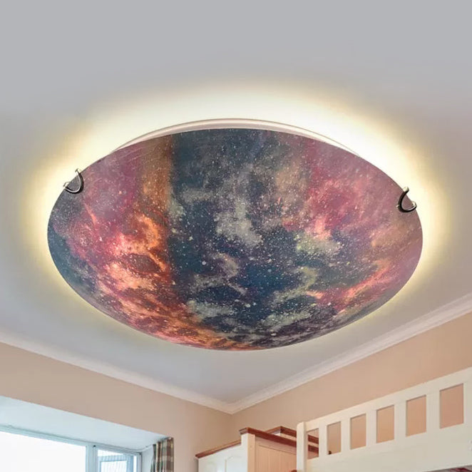 Kindergarten Universe Flush Mount Light Glass Romantic Multi-Color Ceiling Lamp Clearhalo 'Ceiling Lights' 'Close To Ceiling Lights' 'Close to ceiling' 'Flush mount' Lighting' 37311