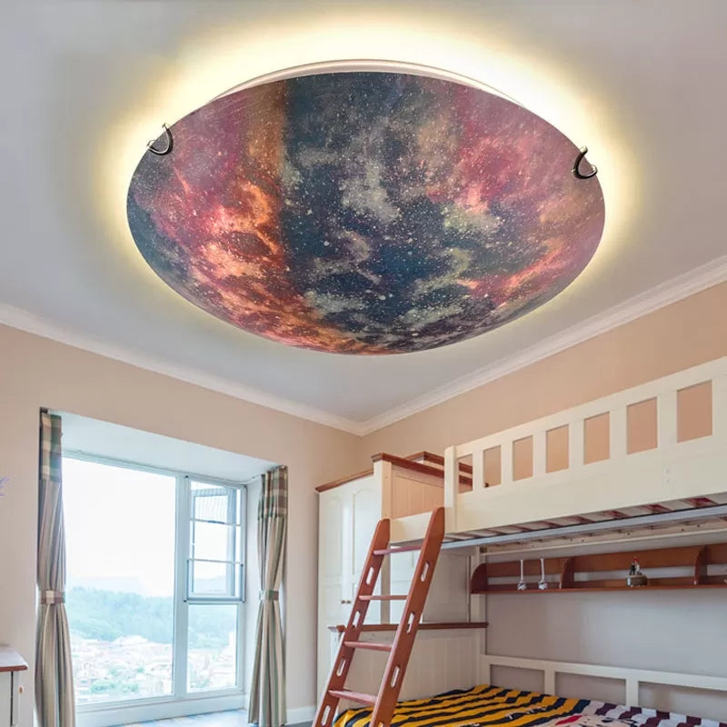 Kindergarten Universe Flush Mount Light Glass Romantic Multi-Color Ceiling Lamp Clearhalo 'Ceiling Lights' 'Close To Ceiling Lights' 'Close to ceiling' 'Flush mount' Lighting' 37314