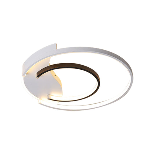 16"/19.5" Double Ring Flushmount Lighting Modern White Unique Ceiling Lights, Warm/White/Stepless Adjusted Clearhalo 'Ceiling Lights' 'Close To Ceiling Lights' 'Close to ceiling' 'Flush mount' Lighting' 373186