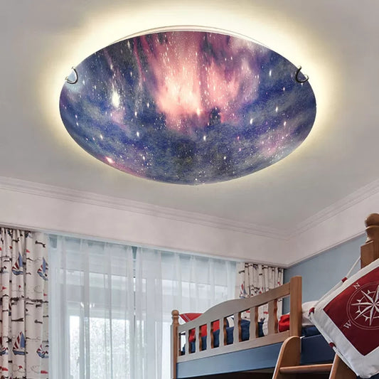 Modern Style Multi-Color Ceiling Light Universe Glass LED Flushmount Light for Nursing Room Clearhalo 'Ceiling Lights' 'Close To Ceiling Lights' 'Close to ceiling' 'Flush mount' Lighting' 37318