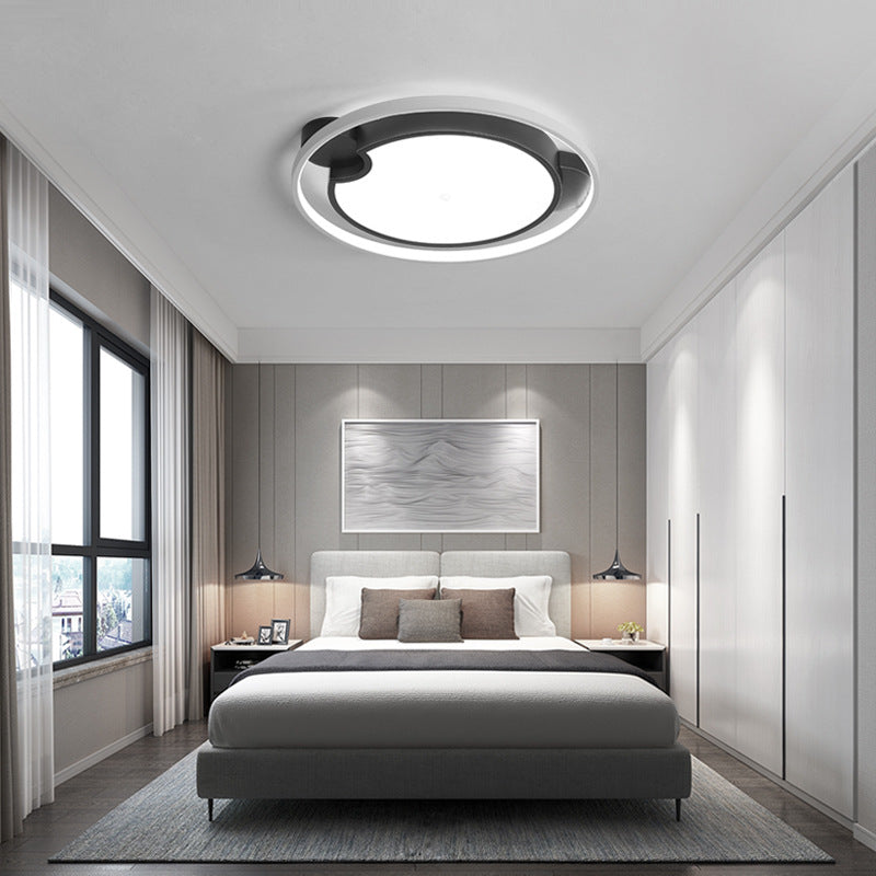 16"/19.5" Unique Bedroom Lighting Fixture, Contemporary 1 Head Round/Square Ceiling Light Fixture for Bedroom 16" Round Clearhalo 'Ceiling Lights' 'Close To Ceiling Lights' 'Close to ceiling' 'Flush mount' Lighting' 373385