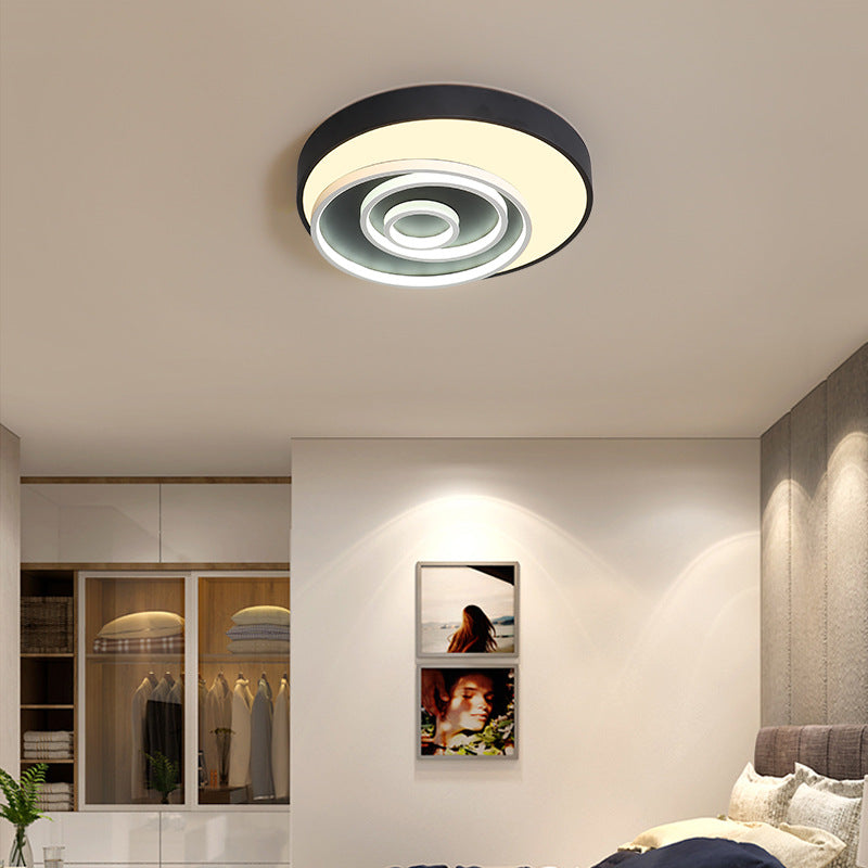 16"/19.5" Multi-Ring Flush Mount Fixture Acrylic 1 Light Round Ceiling Lights Flush Mount in Black, Warm/White/Natural Black 16" Clearhalo 'Ceiling Lights' 'Close To Ceiling Lights' 'Close to ceiling' 'Flush mount' Lighting' 373883