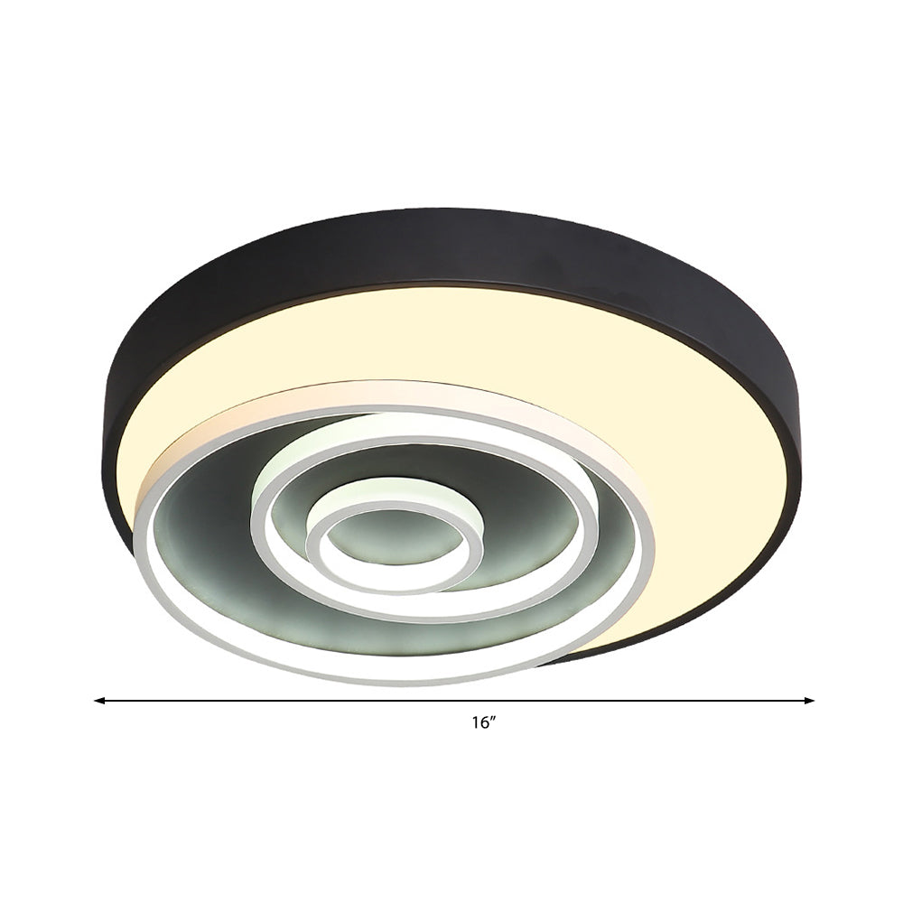 16"/19.5" Multi-Ring Flush Mount Fixture Acrylic 1 Light Round Ceiling Lights Flush Mount in Black, Warm/White/Natural Clearhalo 'Ceiling Lights' 'Close To Ceiling Lights' 'Close to ceiling' 'Flush mount' Lighting' 373886