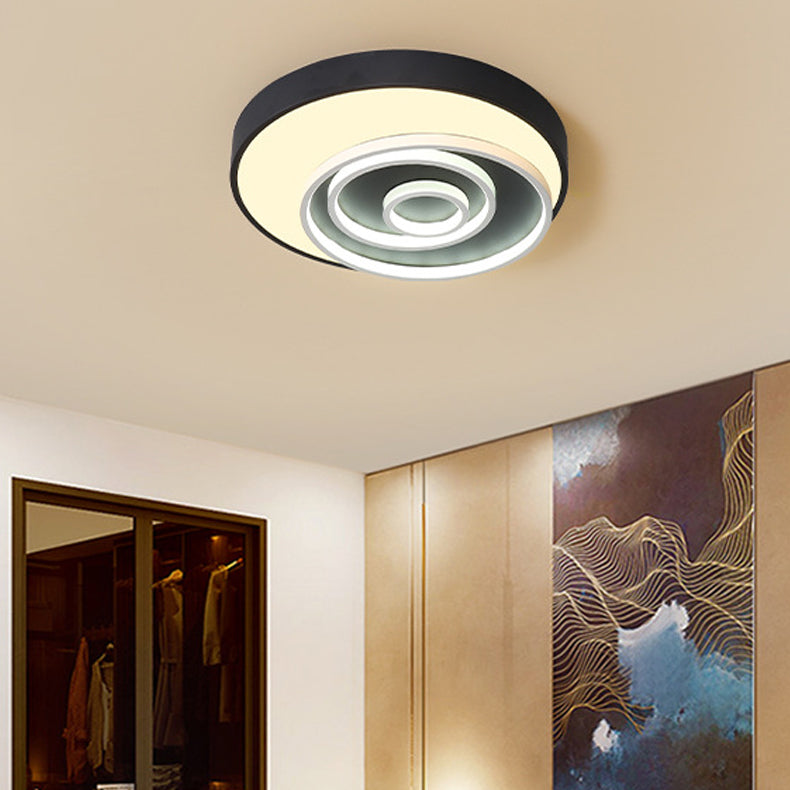 16"/19.5" Multi-Ring Flush Mount Fixture Acrylic 1 Light Round Ceiling Lights Flush Mount in Black, Warm/White/Natural Black 19.5" Clearhalo 'Ceiling Lights' 'Close To Ceiling Lights' 'Close to ceiling' 'Flush mount' Lighting' 373887