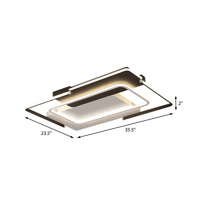 35.5"/43" Rectangular Flush Mount Ceiling Light Modern Unique Bedroom Ceiling Light in Warm/White Clearhalo 'Ceiling Lights' 'Close To Ceiling Lights' 'Close to ceiling' 'Flush mount' Lighting' 373903