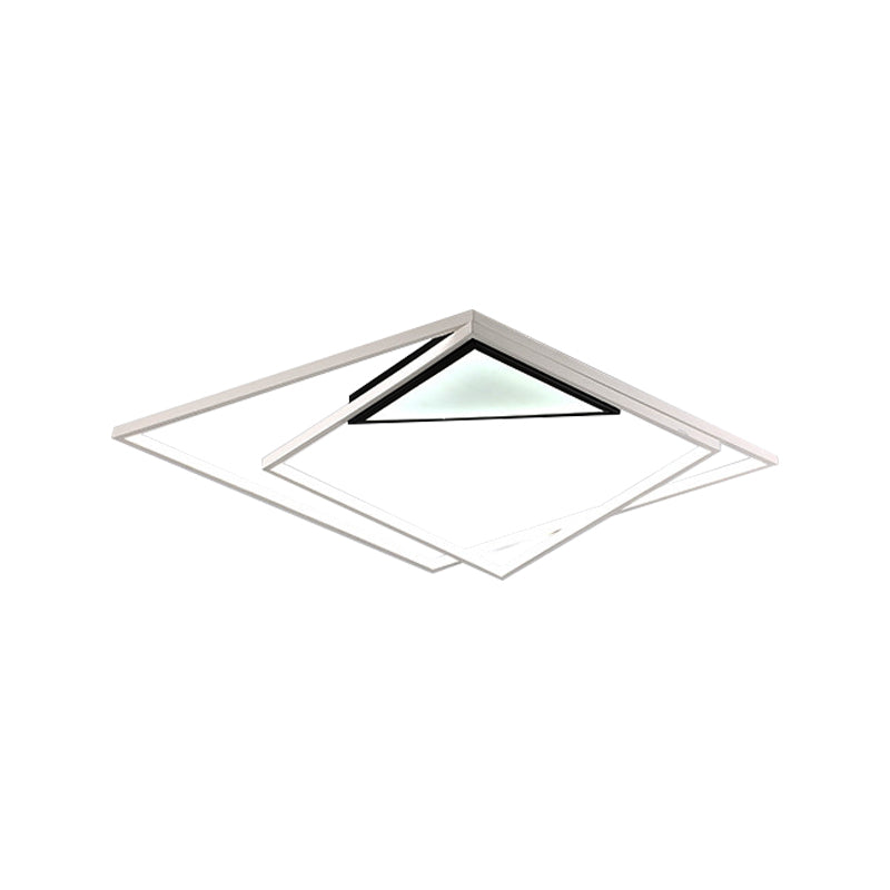 Squared Lighting Fixture Contemporary Acrylic 21"/27"/32" Novelty Ceiling Flush Mount in White for Bedroom Clearhalo 'Ceiling Lights' 'Close To Ceiling Lights' 'Close to ceiling' 'Flush mount' Lighting' 373909