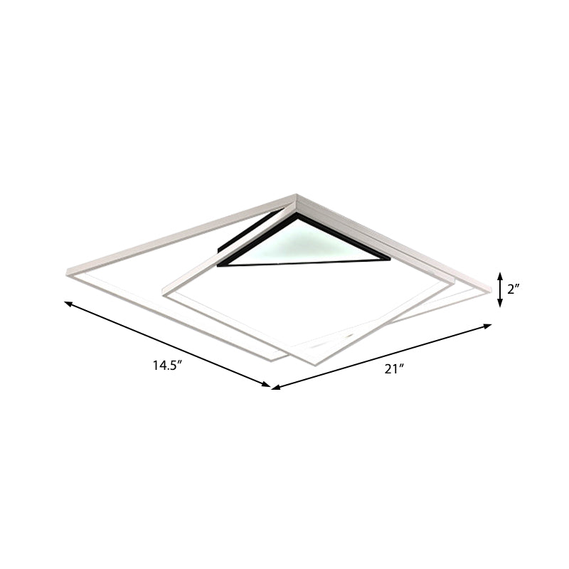 Squared Lighting Fixture Contemporary Acrylic 21"/27"/32" Novelty Ceiling Flush Mount in White for Bedroom Clearhalo 'Ceiling Lights' 'Close To Ceiling Lights' 'Close to ceiling' 'Flush mount' Lighting' 373910