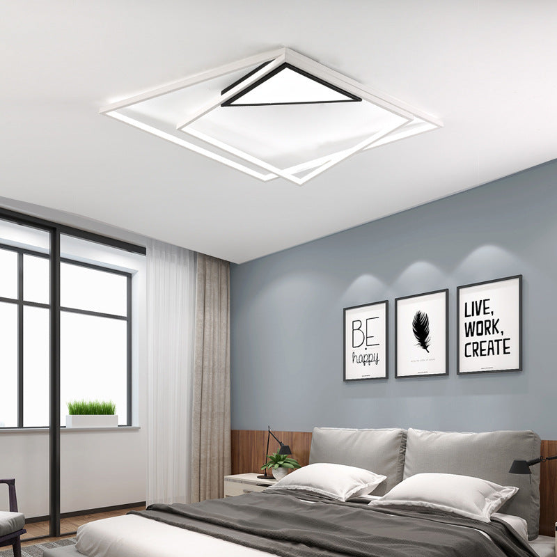 Squared Lighting Fixture Contemporary Acrylic 21"/27"/32" Novelty Ceiling Flush Mount in White for Bedroom White Clearhalo 'Ceiling Lights' 'Close To Ceiling Lights' 'Close to ceiling' 'Flush mount' Lighting' 373911