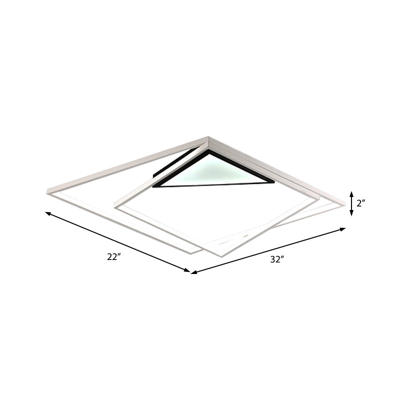 Squared Lighting Fixture Contemporary Acrylic 21"/27"/32" Novelty Ceiling Flush Mount in White for Bedroom Clearhalo 'Ceiling Lights' 'Close To Ceiling Lights' 'Close to ceiling' 'Flush mount' Lighting' 373916