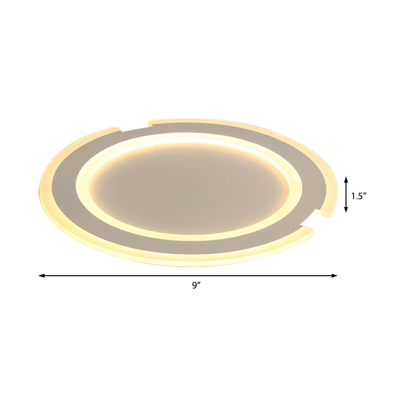 9"/12"/16" Circular Flushmount Lights Modern Metal and Acrylic Ceiling Fixture in Warm/White for Indoor Clearhalo 'Ceiling Lights' 'Close To Ceiling Lights' 'Close to ceiling' 'Flush mount' Lighting' 374325