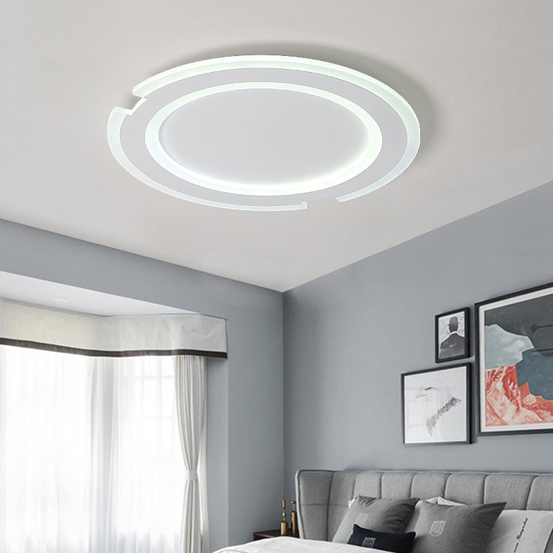 9"/12"/16" Circular Flushmount Lights Modern Metal and Acrylic Ceiling Fixture in Warm/White for Indoor White White Clearhalo 'Ceiling Lights' 'Close To Ceiling Lights' 'Close to ceiling' 'Flush mount' Lighting' 374326