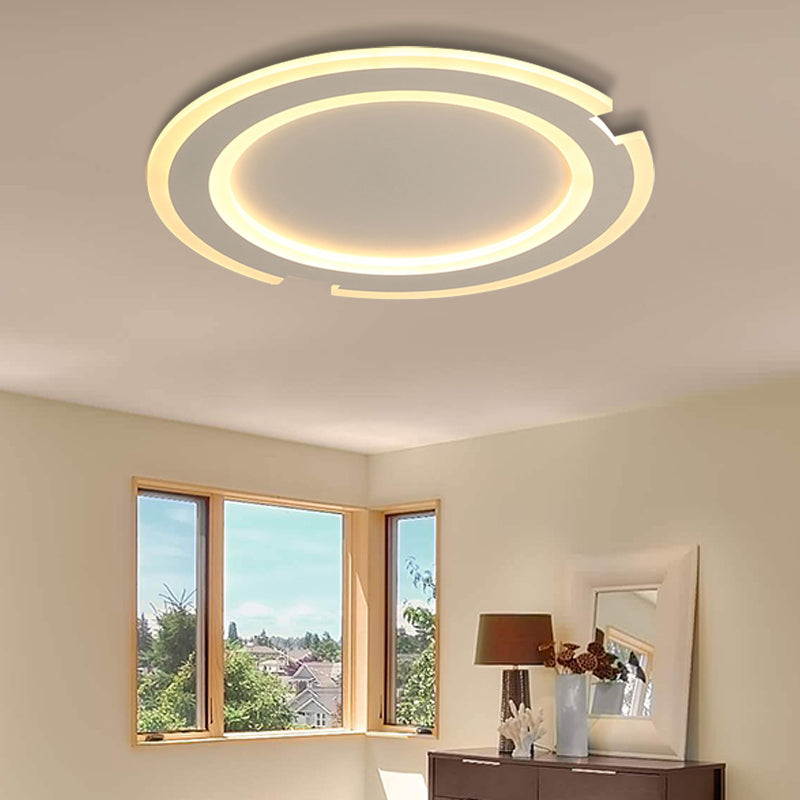 9"/12"/16" Circular Flushmount Lights Modern Metal and Acrylic Ceiling Fixture in Warm/White for Indoor White Warm Clearhalo 'Ceiling Lights' 'Close To Ceiling Lights' 'Close to ceiling' 'Flush mount' Lighting' 374335